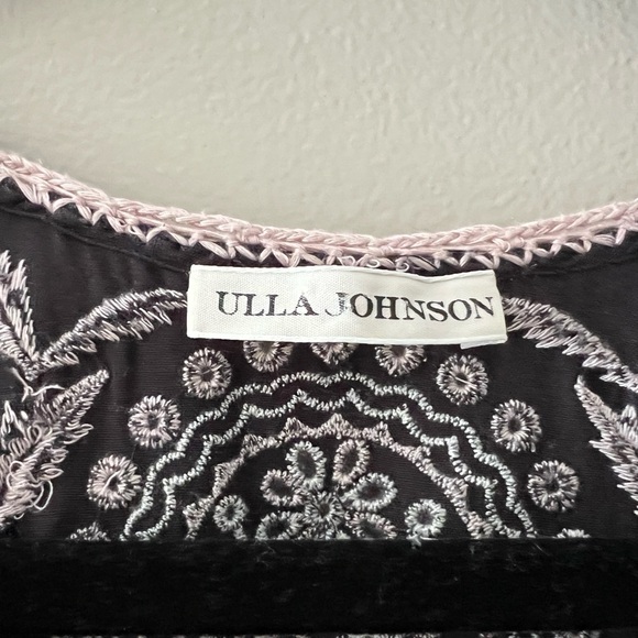 Ulla Johnson Embroidered Tunic Dress - Size 8 - Black with Lilac stitching - Picture 3 of 12